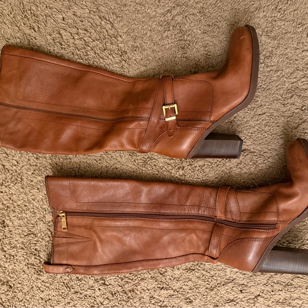 Brown Leather Knee-High Boots